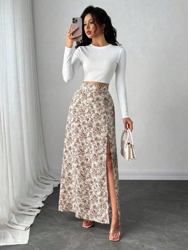 Women's Floral Print High-slit Sexy and Elegant Dress