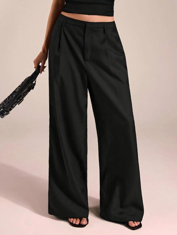 Women's Loose-fit Grey Trousers, Professional Office Wear for Career Women