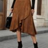 Women's Solid Color Irregular Hem Elegant Casual Daily Commuter Midi Skirt