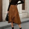 Women's Solid Color Irregular Hem Elegant Casual Daily Commuter Midi Skirt