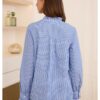 Women's Striped Print Placket Shirt, Casual Long-sleeve Blouse