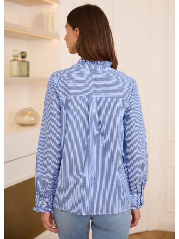 Women's Striped Print Placket Shirt, Casual Long-sleeve Blouse
