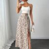 Women's Floral Print High-slit Sexy and Elegant Dress