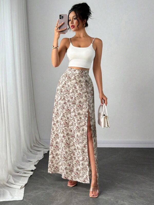 Women's Floral Print High-slit Sexy and Elegant Dress