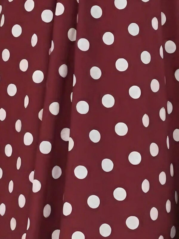 Women's Sleeveless Red Dress with White Polka Dots, Casual Summer Style Dress