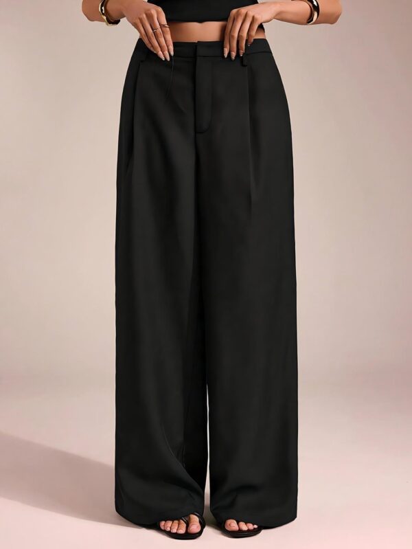 Women's Loose-fit Grey Trousers, Professional Office Wear for Career Women