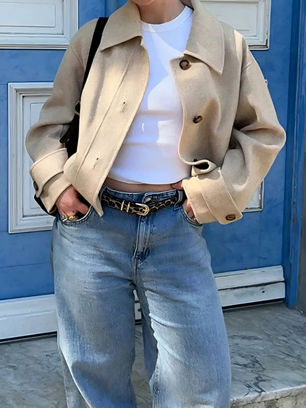 French Street Style Casual Lapel Single-breasted Versatile Commuter Apricot Jacket