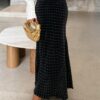 French Street Style Polka Dot Print Black Mermaid Hem Bodycon Midi Skirt