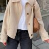 French Street Style Casual Lapel Single-breasted Versatile Commuter Apricot Jacket