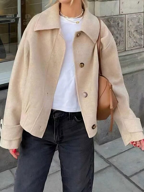 French Street Style Casual Lapel Single-breasted Versatile Commuter Apricot Jacket